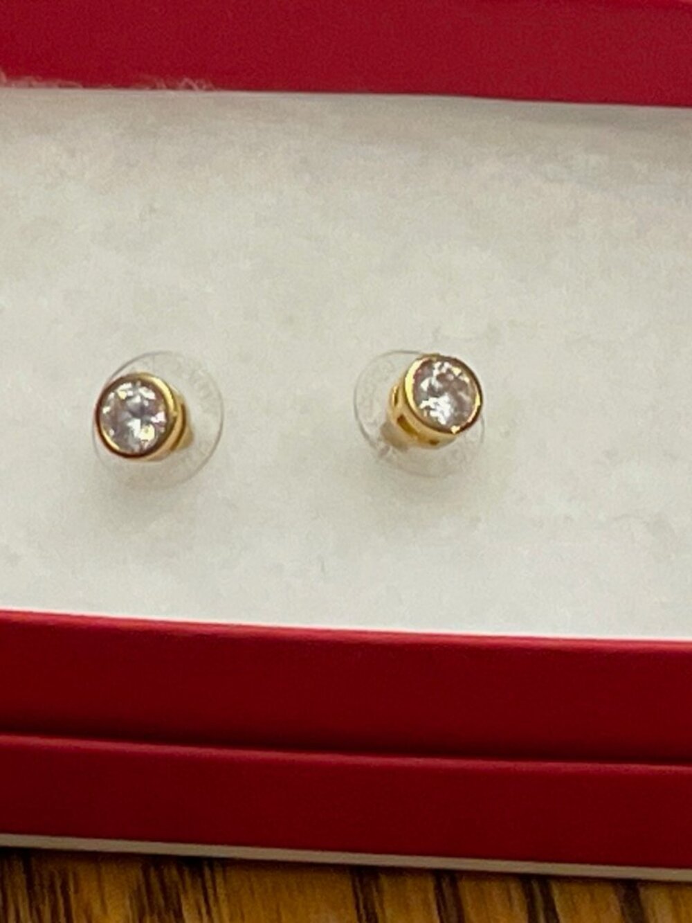 Kate Spade Small Gold Studs w/ Clear Stone